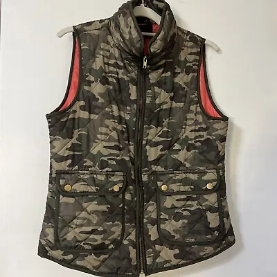 Cynthia Rowley Women’s SZ M Quilted Vest Zip Front Snap Front Pockets Camo • $15.30