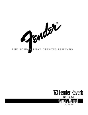 Operating Instructions Guitar Amplifier FENDER 63 FENDER Reverb • $11.37