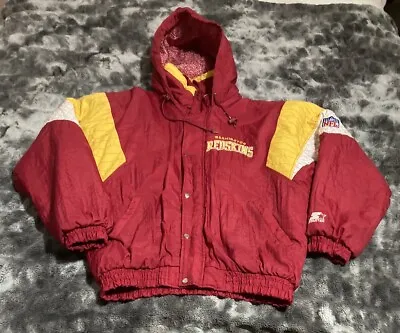 Vintage Starter Washington Redskins Satin Full Zip Winter Jacket NFL No Zipper • $100