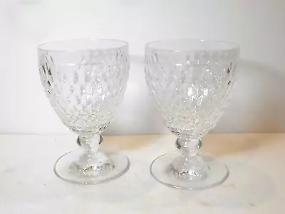 Set Of 2 Villeroy & Boch Boston 12 Oz Water Wine Glasses Crystal Goblets 5 5/8  • $29.49