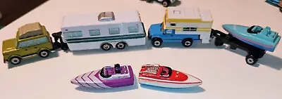 Micro Machine Travel All With Trailer+Chevy Light Truck Camper With Speed Boats. • $49.99