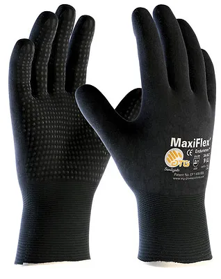 MaxiFlex Endurance 34-847 Nitrile Foam Dotted Fully Coated Work Gloves BLACK • £5.89
