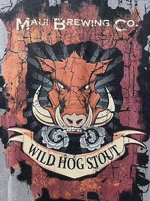 Maui Brewing Co Wild Hog Stout Beer Hawaii Aloha Animal T-Shirt LARGE 23x29￼ • $27.99