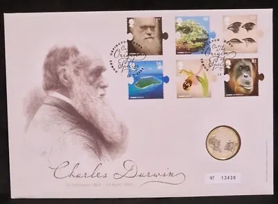 Gb 2009 Charles Darwin  £2 Two Pound Bunc Royal Mint Cover Pnc Fdc  • £49.95