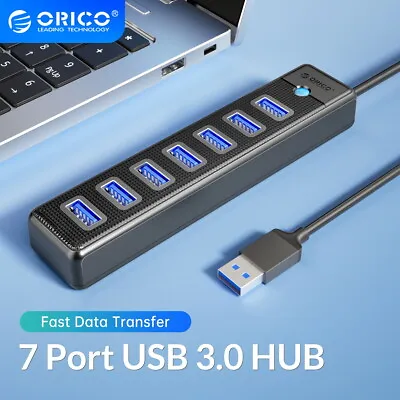 ORICO 7 Port USB3.0 Hub USB Splitter 5Gbps Extension Data Transfer For Laptop PC • $23.98