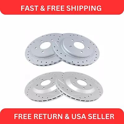 Front & Rear Drilled Slotted Coated Performance Rotors Kit For C5 Corvette • $318.12