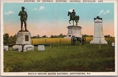 Vintage GETTYSBURG PA Postcard Statues Of Civil War Generals Buford & Reynolds • $5.88