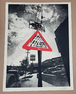 Shepard Fairey Warning Sign Poster Print Obey Giant Andre Signed  #/550 • £232.79