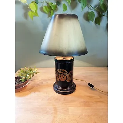 Vintage Small Tin Autumn Leafs Fall Table Lamp Floral Pumpkin Metal Warm Flowers • $26.21