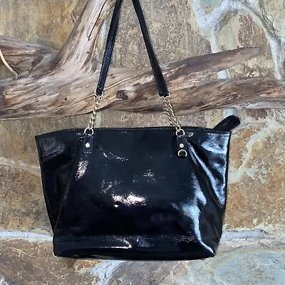 Michael Kors Jet Set EW Patent Leather Chain Tote Bag — Black • $89.99