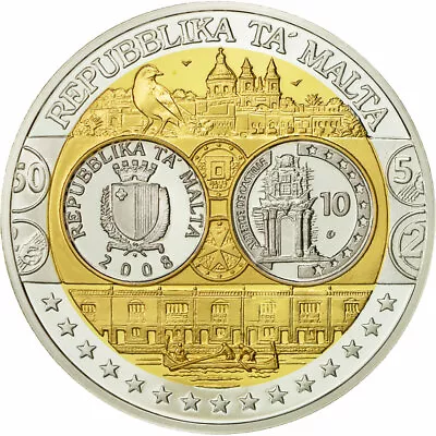 [#554068] Malta Medal L'Europe Auberge De Castille 2008 MS Sil Ver • $40.24