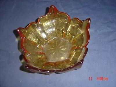 Viking Glass Amber Dish Bowl Flower Vintage • $19.99