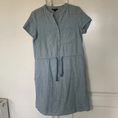 Bnwot Ladies Pale Blue Esmara Linen Mix Button/tie Bnwt Tunic Dress Size Uk 12 • £16.99