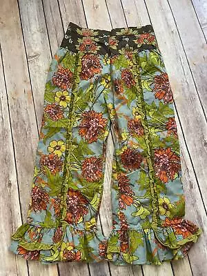 Matilda Jane Size 8 Field Trip Samantha Floral Ruffle Pants B8 • $19.99