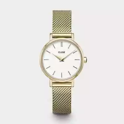 CLUSE Boho Chic Petite Mesh Gold/White 28mm Dial CW0101211001 • $169