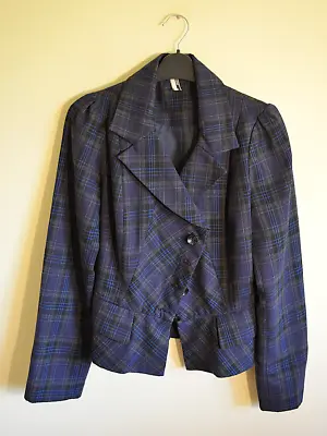 Topshop Boutique Women's Blue Black Tartan Blazer - UK 10 - Jacket Coat Westwood • £49.99