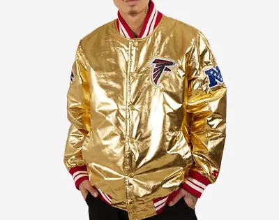 Atlanta Falcons Starter Jacket Satin BNWT NFL Gold Deion Sanders Sz L • $199.99