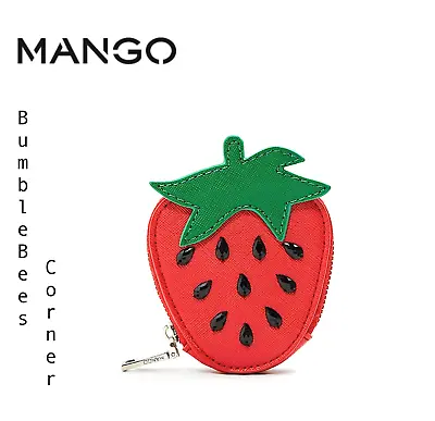 MANGO Coin Case STRAWBERRY Fruit FAUX LEATHER Coin Wallet NOVELTY Pouch Bag NWT • $15