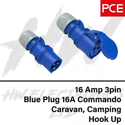 16A Site Plug & Socket Caravan Camping Motorhome 240V Power Electric Hook Up • £9.99