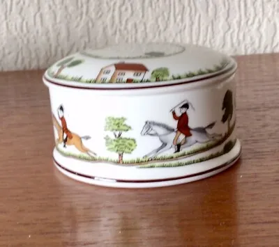 Coalport Hunting Scene Porcelain Trinket Box Vintage • £14