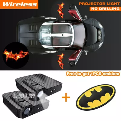 Wireless Car Door Flaming Batman Projector Ghost Shadow Light + 1 Batman Emblem • $18.65