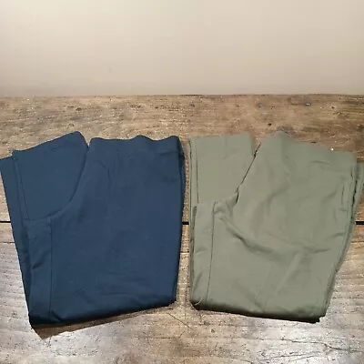 TWO J Jill Pure Jill Pants Size L Navy Green Pima Cotton Blend Slim Leg Taper • $21.59