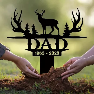 Personalized Deer  Hunter Memorial Metal Stake Sympathy Sign Grave Marker • $28.69