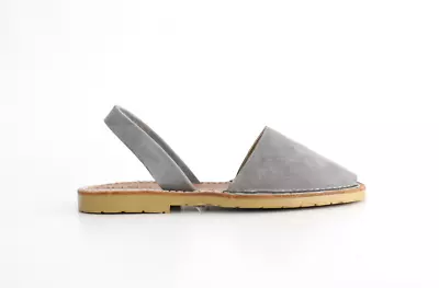 New Calaxini Gray Nubuck Leather Abarcas Slingback Flat D'Orsay Sandals Shoes 37 • $109.99