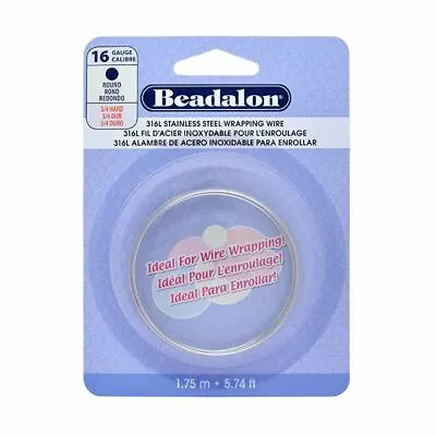 Beadalon 316L Stainless Steel Wrapping Wire Round 16 Gauge (1.3 Mm) • £8.99