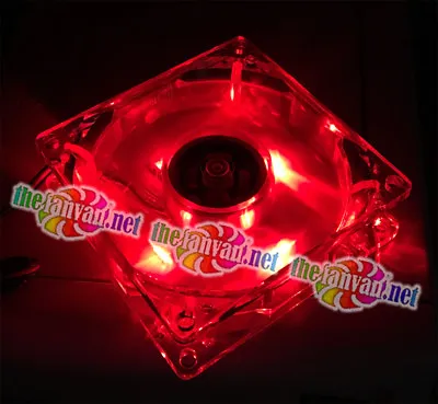 Evercool 80mm X 80mm X 25mm 3 Pin RED LED Fan Includes 4 Pin Adapter And Screws! • $12.89