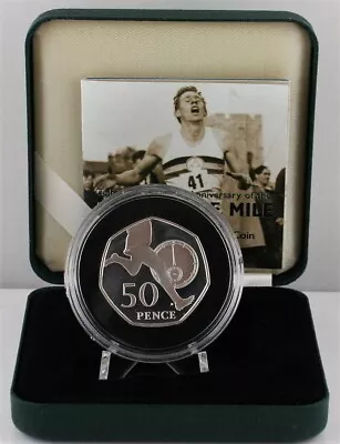 2004 Royal Mint Four Minute Mile PIEDFORT Silver Proof Fifty Pence 50p COA Boxed • £20