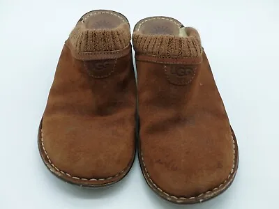 Ugg Women Gael Shearling Lined Slip On Mule Clogs Brown Suede Size 10 US SN 1934 • $31.99