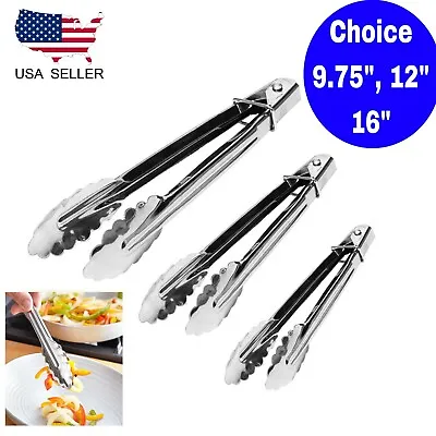 Stainless Steel Kitchen Tongs Food Serving Grill Multi Purpose Cooking Tongs • $6.95