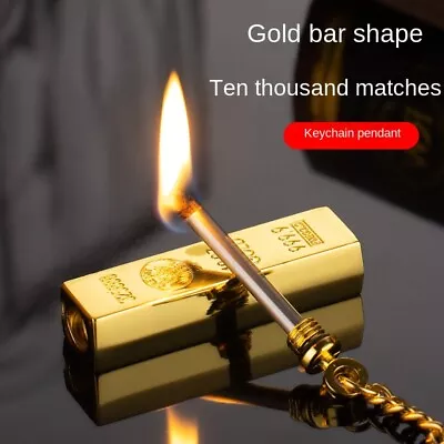 1PC Creative Gold Bar Lighter Match Metal Kerosene Lighter Portable Pendant • £4.79