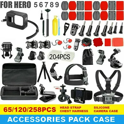 GoPro Hero 9 8 7 6 5 Accessories Pack Case Chest Head Bike Monopod Float Mount • $30.99