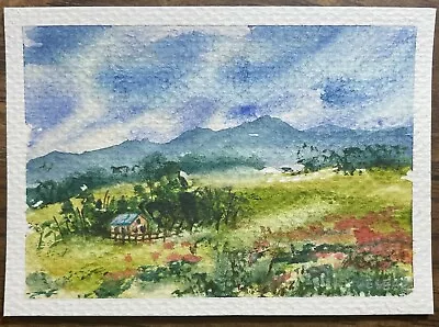 ACEO Original Watercolor Painting Landscape Nature Countryside (2.5x3.5 In) NEW • $5.50