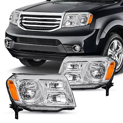 For 2012 2013 2014 2015 Honda Pilot Halogen Chrome Headlights Assembly Lamps L+R • $128.99