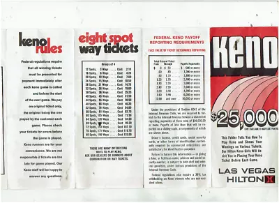 Las Vegas Hilton Keno Rules Vintage Brochure • $3.49