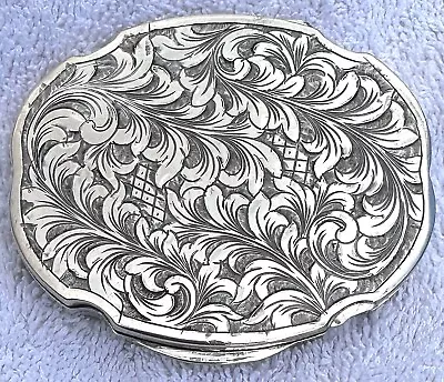 Beautiful Vintage European Engraved 800 Silver Compact With Mirror • $75