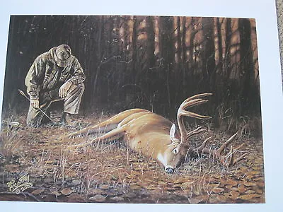 Thank You God Print By Wildlife Artist Desmond McCaffrey - Deer Hunting With Bow • $29