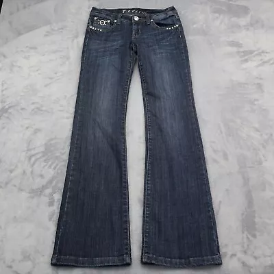 LA Idol Pants Womens 5 Blue Denim Flat Front Low Rise Bootcut Pockets Jeans • $23.98