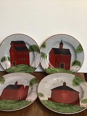 BARNS By Warren Kimble 8  Salad/Dessert/Luncheon Plates 1998 Set Of 4 • $14.97