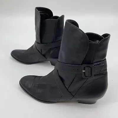 Selby Womens 8N Narrow Booties Ankle Boots Pull On Black Leather Comfort READ • $22.65