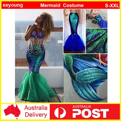 Women Sexy Mermaid Costume Half-body Fishtail Sequin Maxi Skirt Fancy Dress Up • $21.83