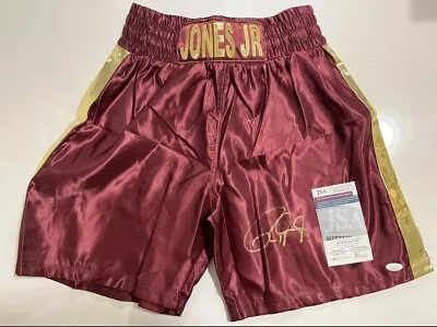$250 • Buy Roy Jones Jr Autographed Burgundy Pound 4 Pound Boxing Trunks JSA COA