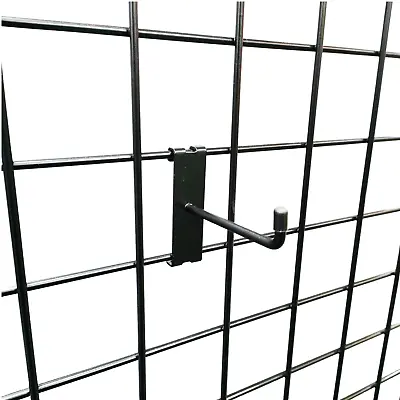 10x 4  Black Single Prong Hooks Grid Mesh Panel Display Retail Shop Accessories • £5.99