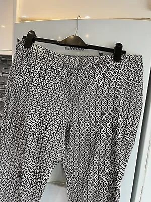 Next Ladies Slim Leg Black Mix Dressy Cropped Trousers Size 14R Leg 26” • £5