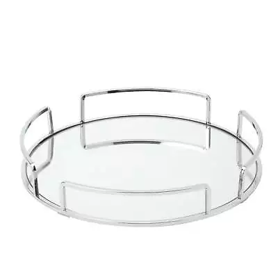 Modern Round Vanity Mirror Tray In Chrome • $22.32