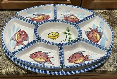 Vietri Al Mare 8 Piece Seafood Fish Oval Serving Platter Chip Dip  17 X13  Rare! • $199.99