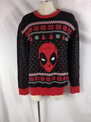 Marvel Deadpool Holiday Christmas Sweater XXL Black Red Xmas Ugly Fair Isle • $21.97